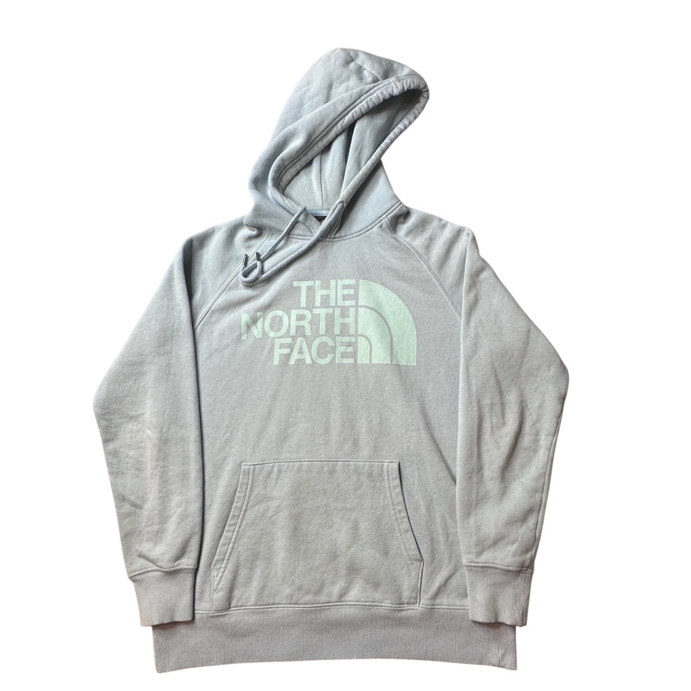 The North Face Hoodie Womens Small Blue NF0A4M4M Pullover Logo Fleece Stains